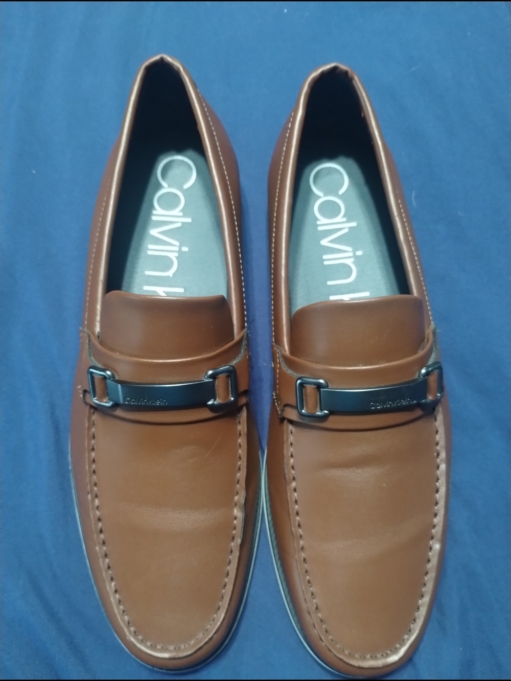 Calvin Klein Men’s Tan Leather Bit Loafers Size 11